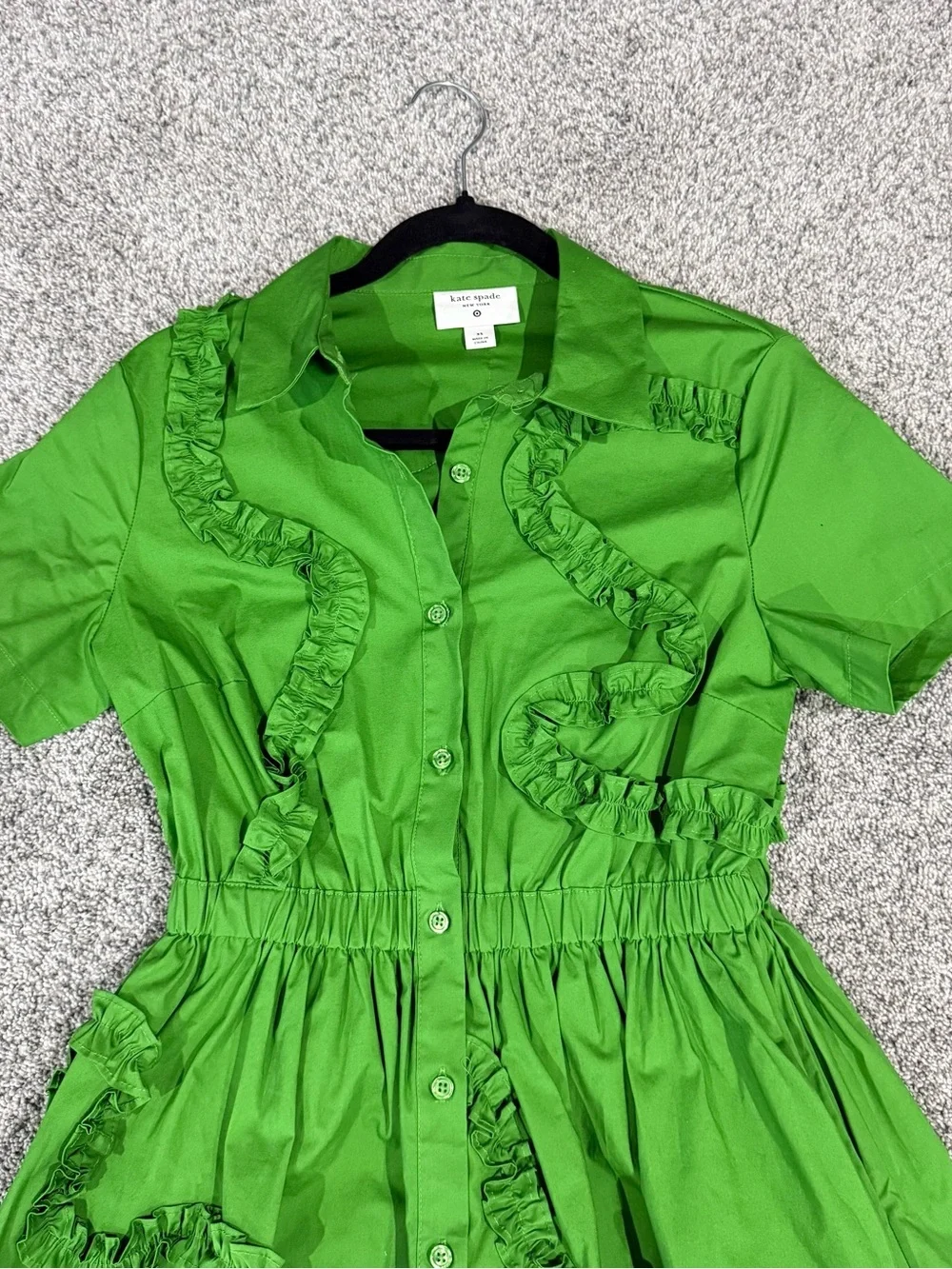 Women's Ribbon Short Sleeve Midi Shirtdress Kate Spade Target Green Women’s XS
